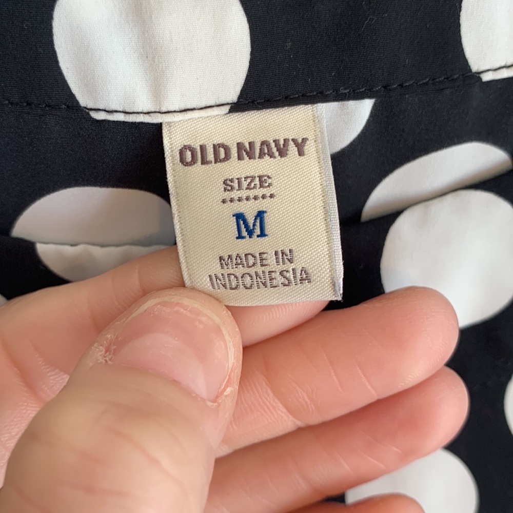 OLD NAVY Women’s Black & White Polka Dots Polyester 3/4 Blouson Sleeves Blouse - Picture 4 of 5